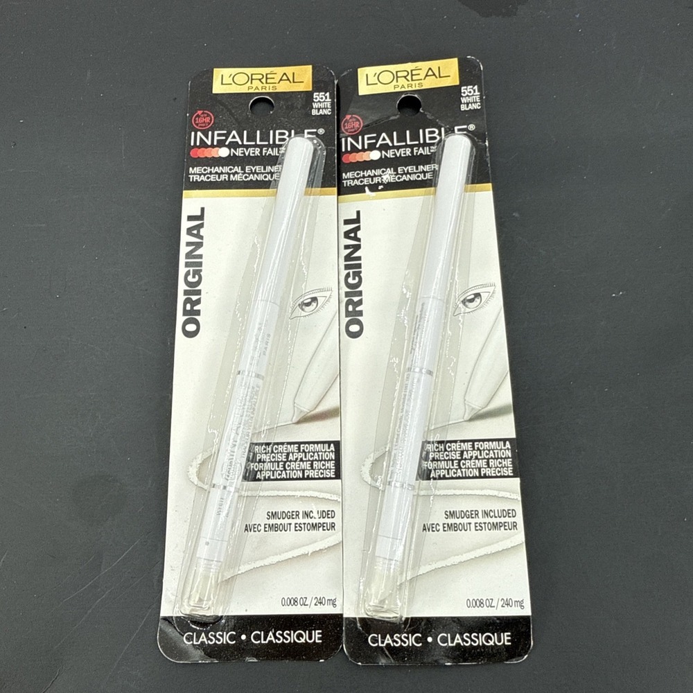 (2) Loreal Infallible Never Fail Eyeliner #551 White (RARE!)